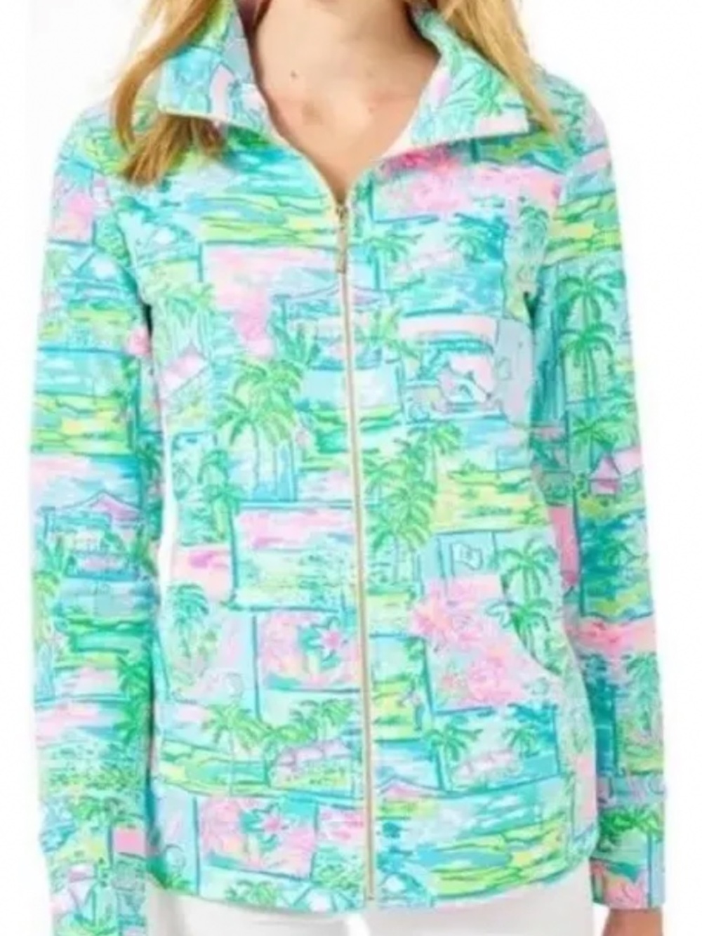 Lilly Pulitzer Leona Full zip jacket high tide Honda classic